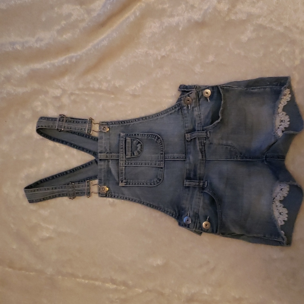 Girls Size 7 True Craft Short Overalls